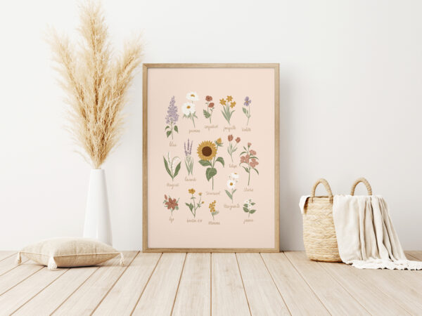 affiche murale herbier en fleurs