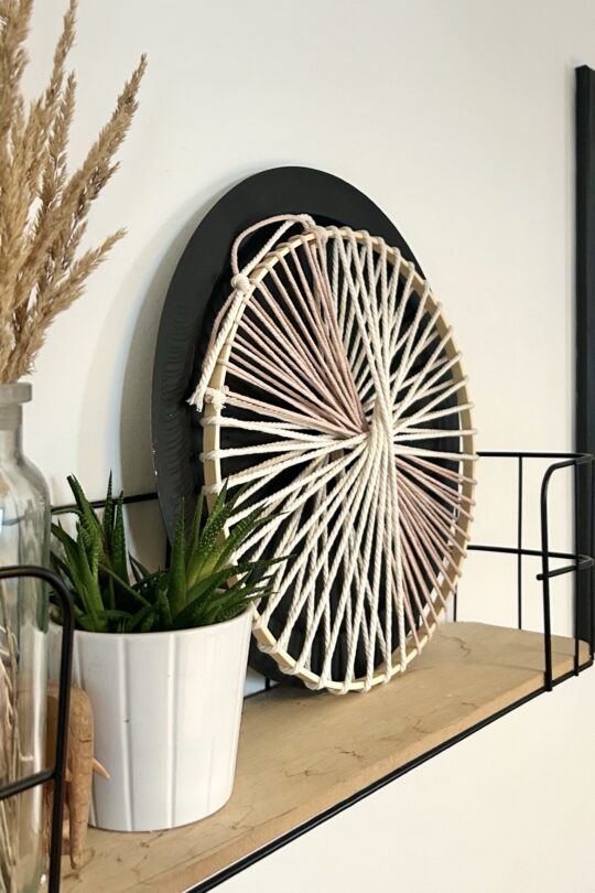 roue tissée décorative vieux rose